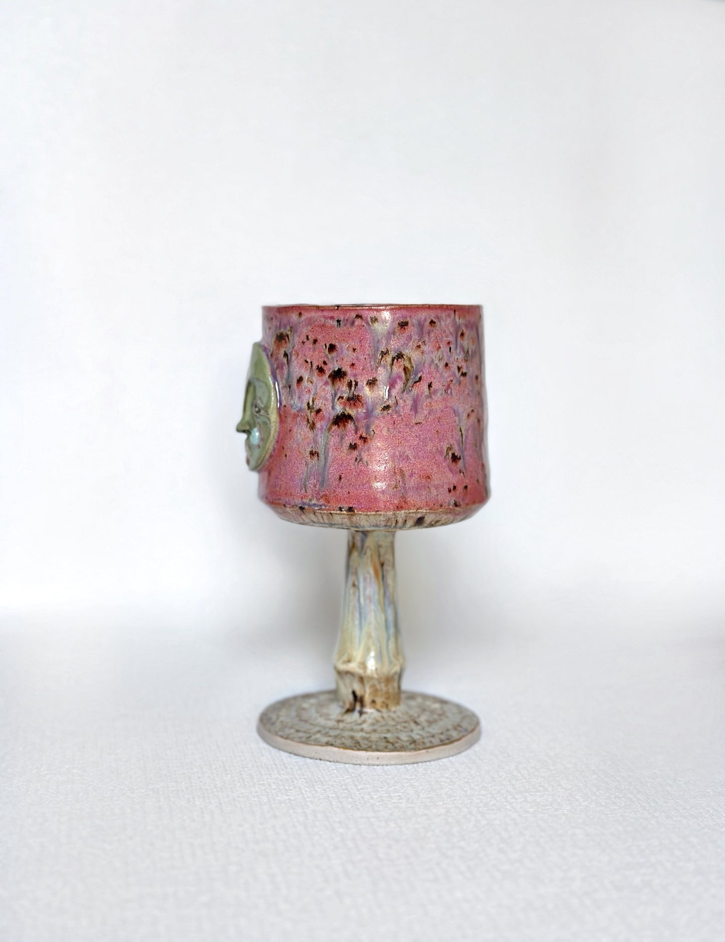 Teary-Eyed Green Face Wine Goblet