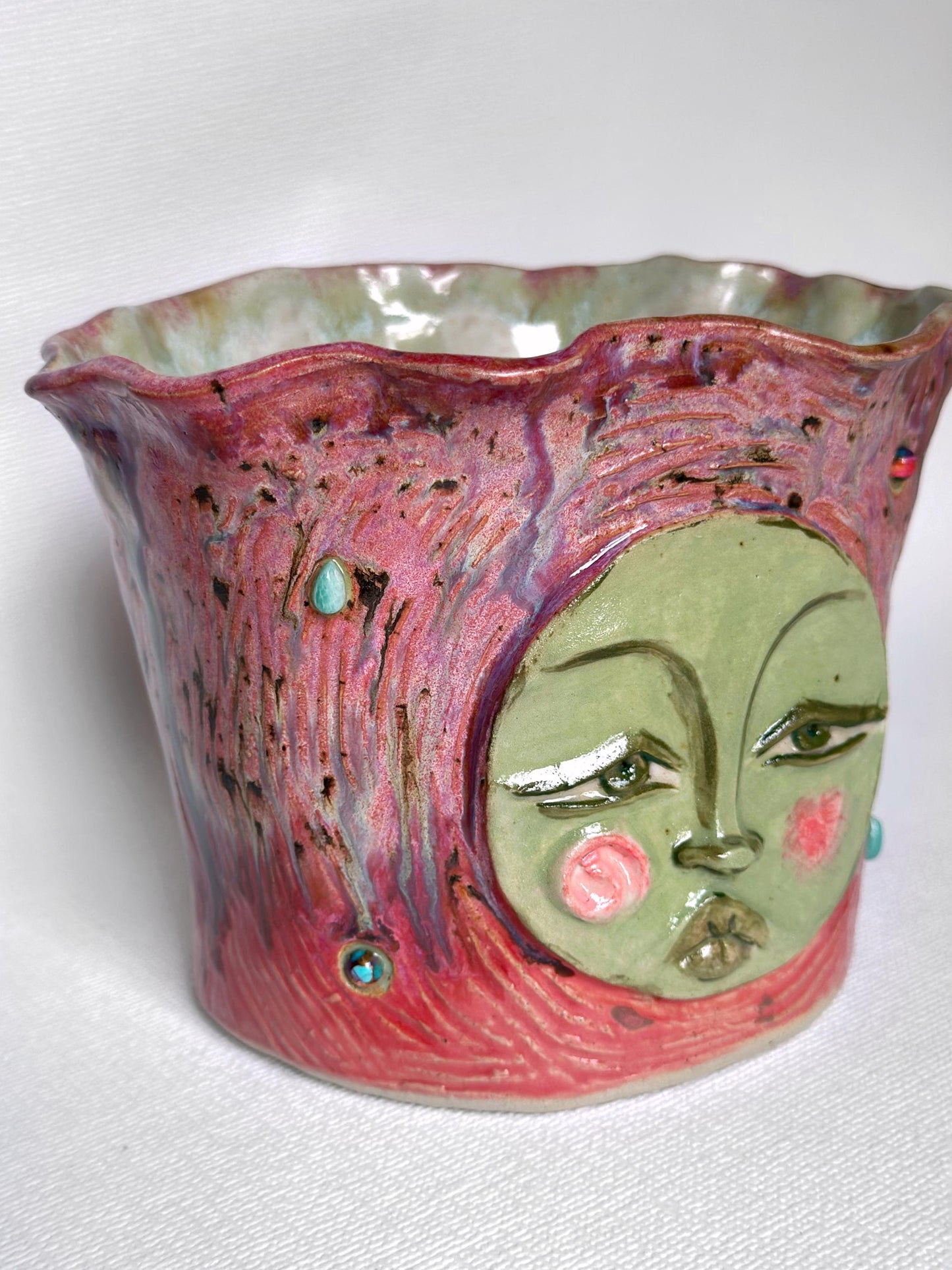 Blushing Green Face Plant Pot