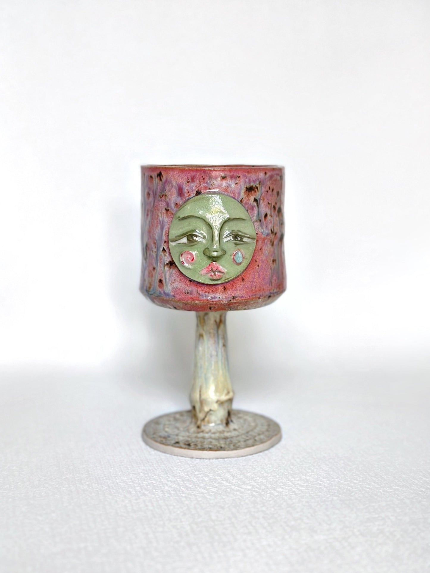 Teary-Eyed Green Face Wine Goblet