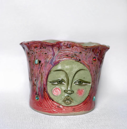 Blushing Green Face Plant Pot